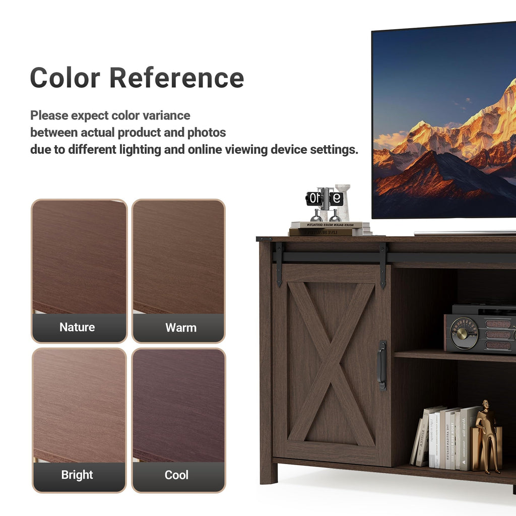 Farmhouse TV Stand 57 Inch Walnut F386576
