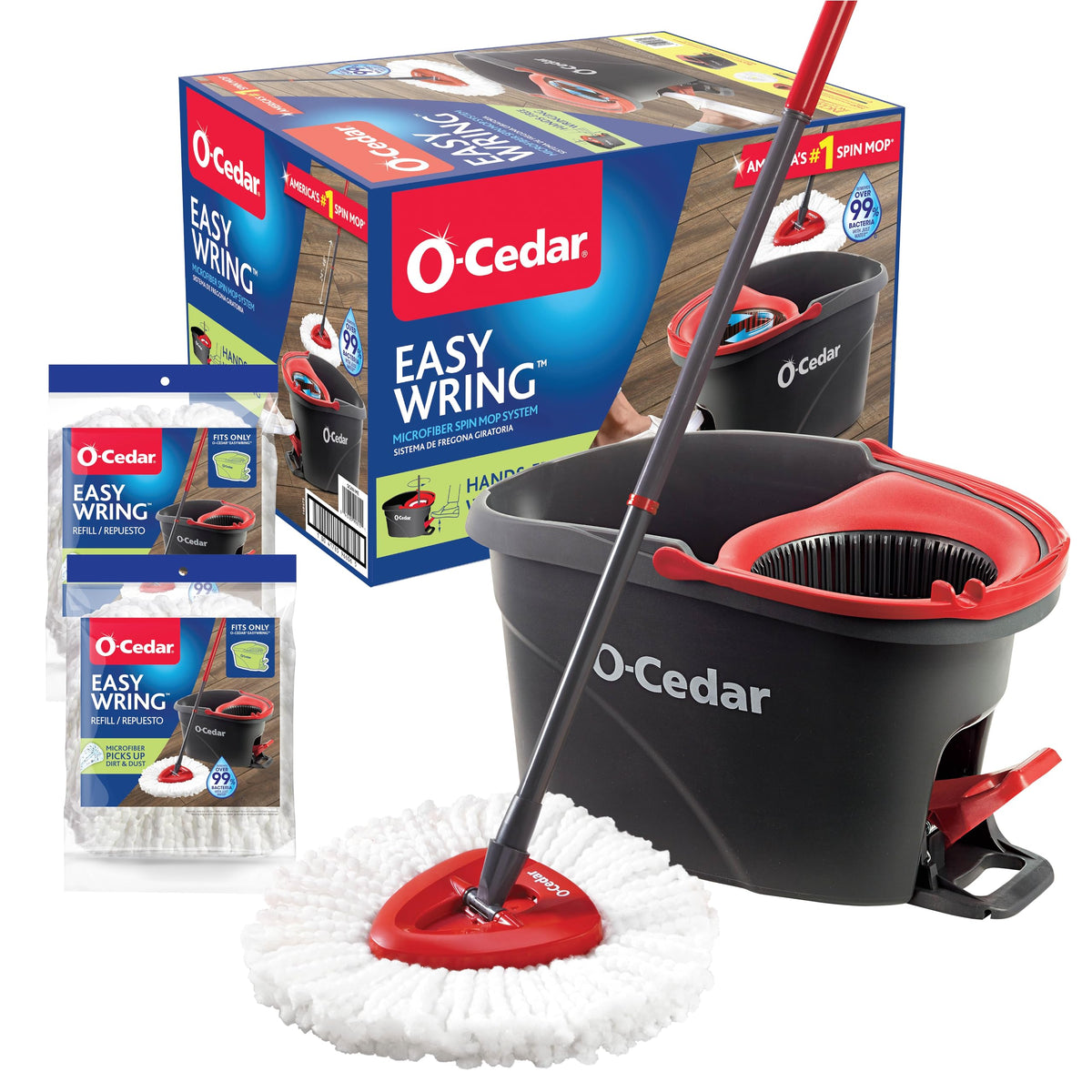 Microfiber Spin Mop & Bucket Floor Cleaning System with 2 Refills N895547