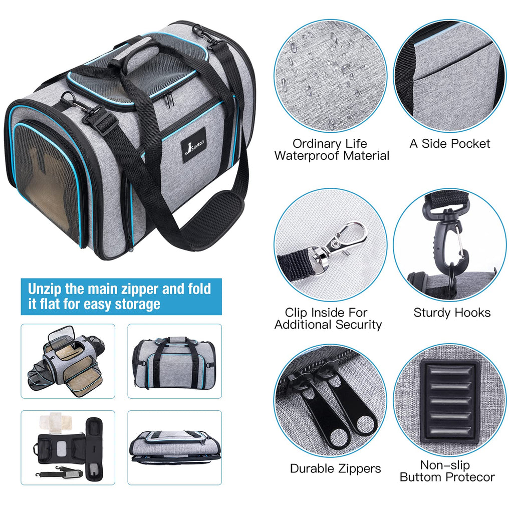 Airline Approved Expandable Soft Sided Pet Carrier with Fleece Pad Z256