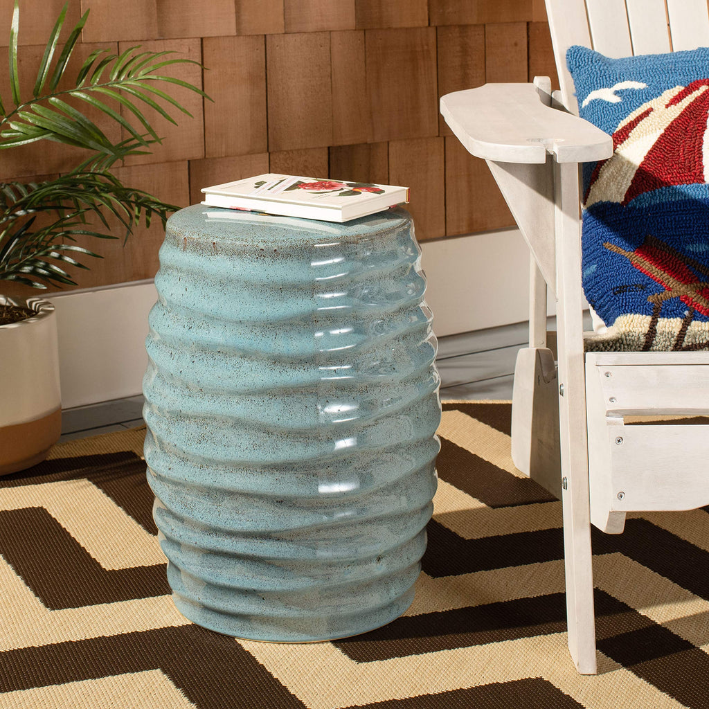 Blue Ceramic Garden Stool F566870