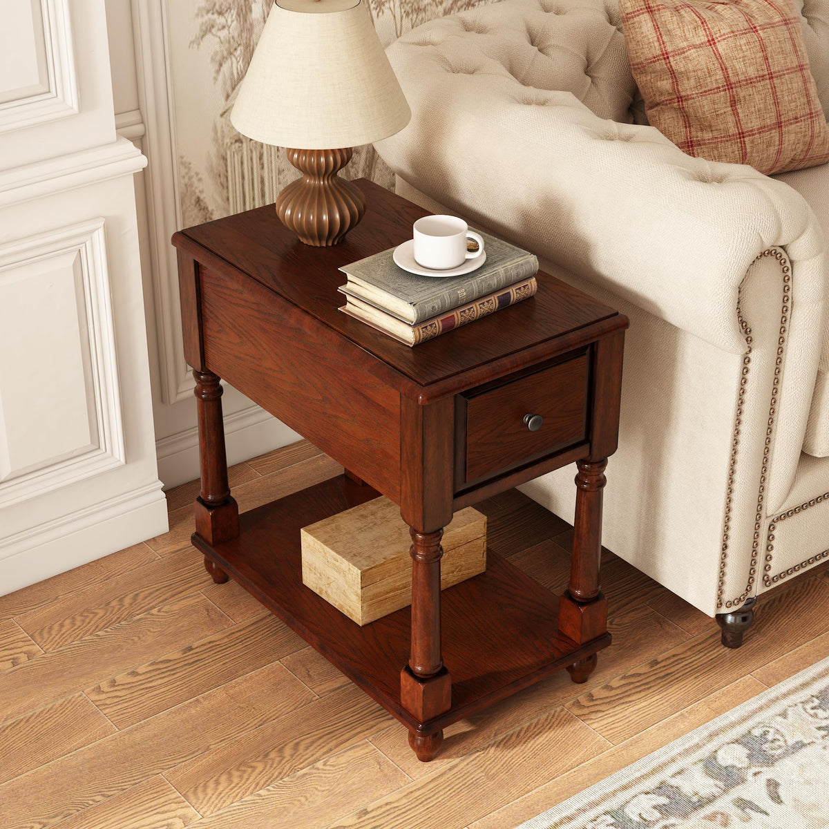 Narrow Wood End Table with Drawer R78930
