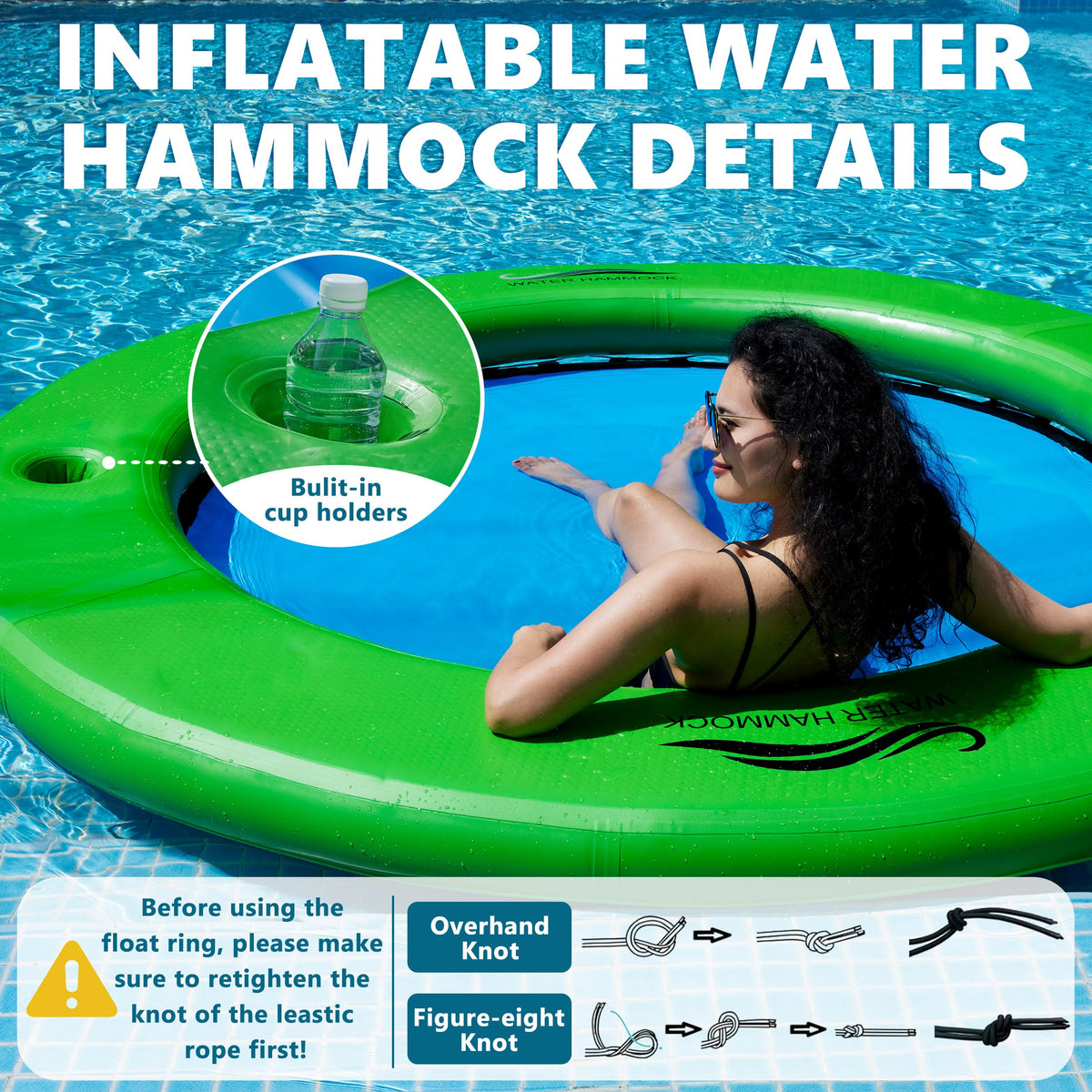 Inflatable Water Hammock with Cup Holder U483825