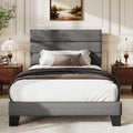 Twin Size Dark Grey Upholstered Fabric Bed Frame E5671