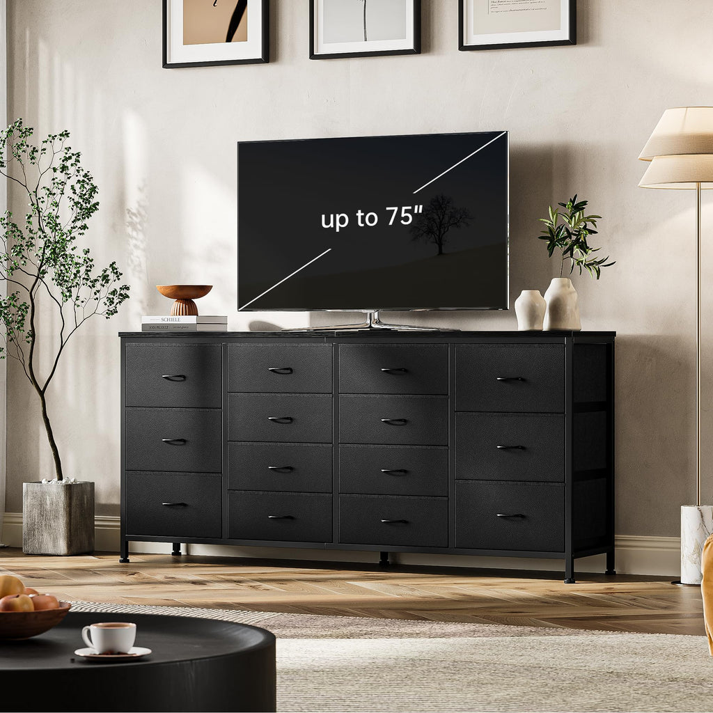 Black 14 Drawer Fabric TV Stand B3723