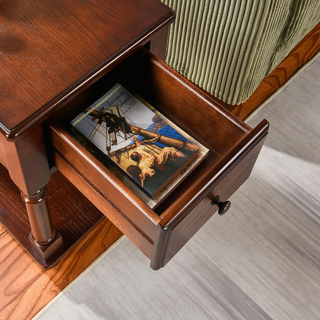 Narrow Wood End Table with Drawer R78930