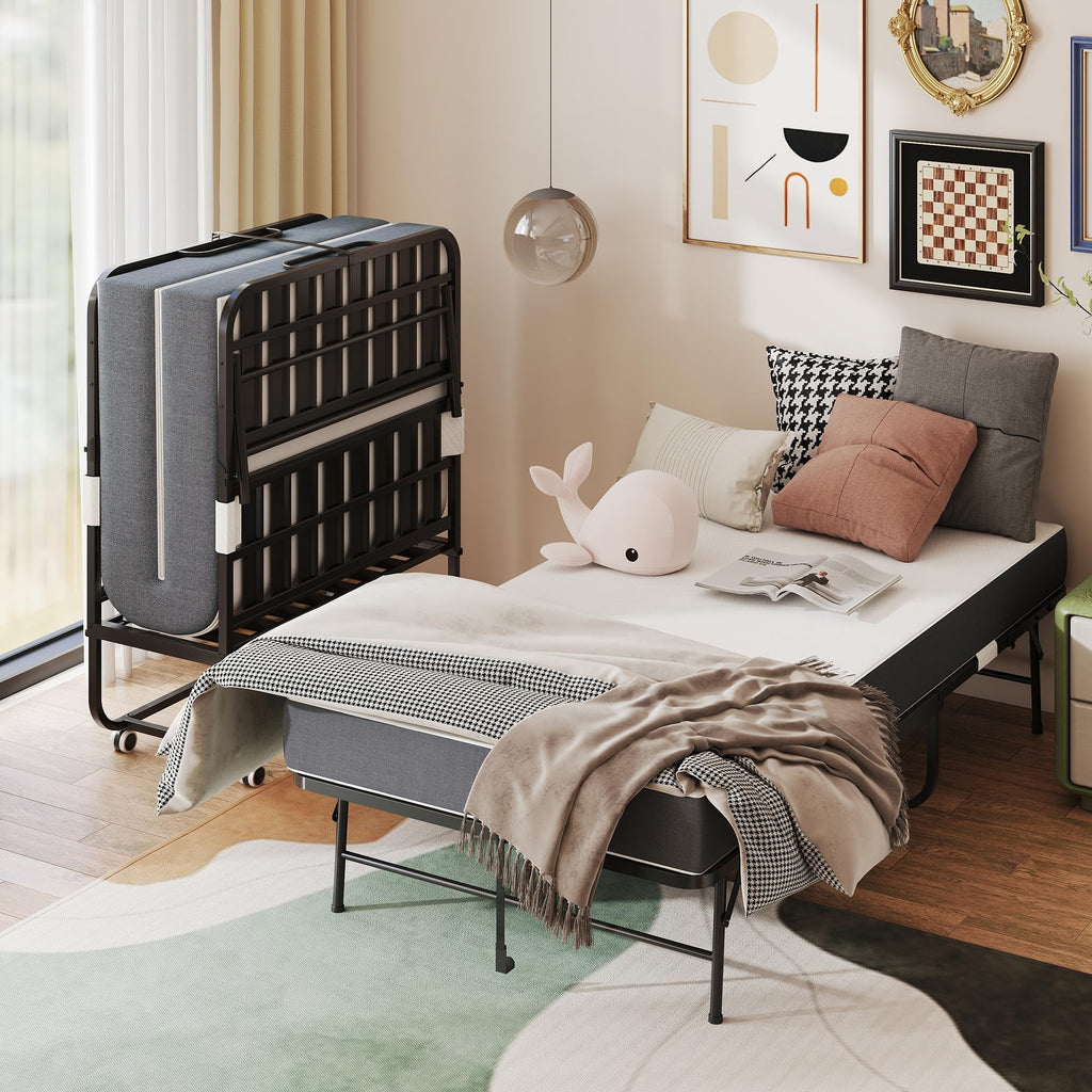 Foldable Roll Away Bed with Mattress 75" x 38" P29867