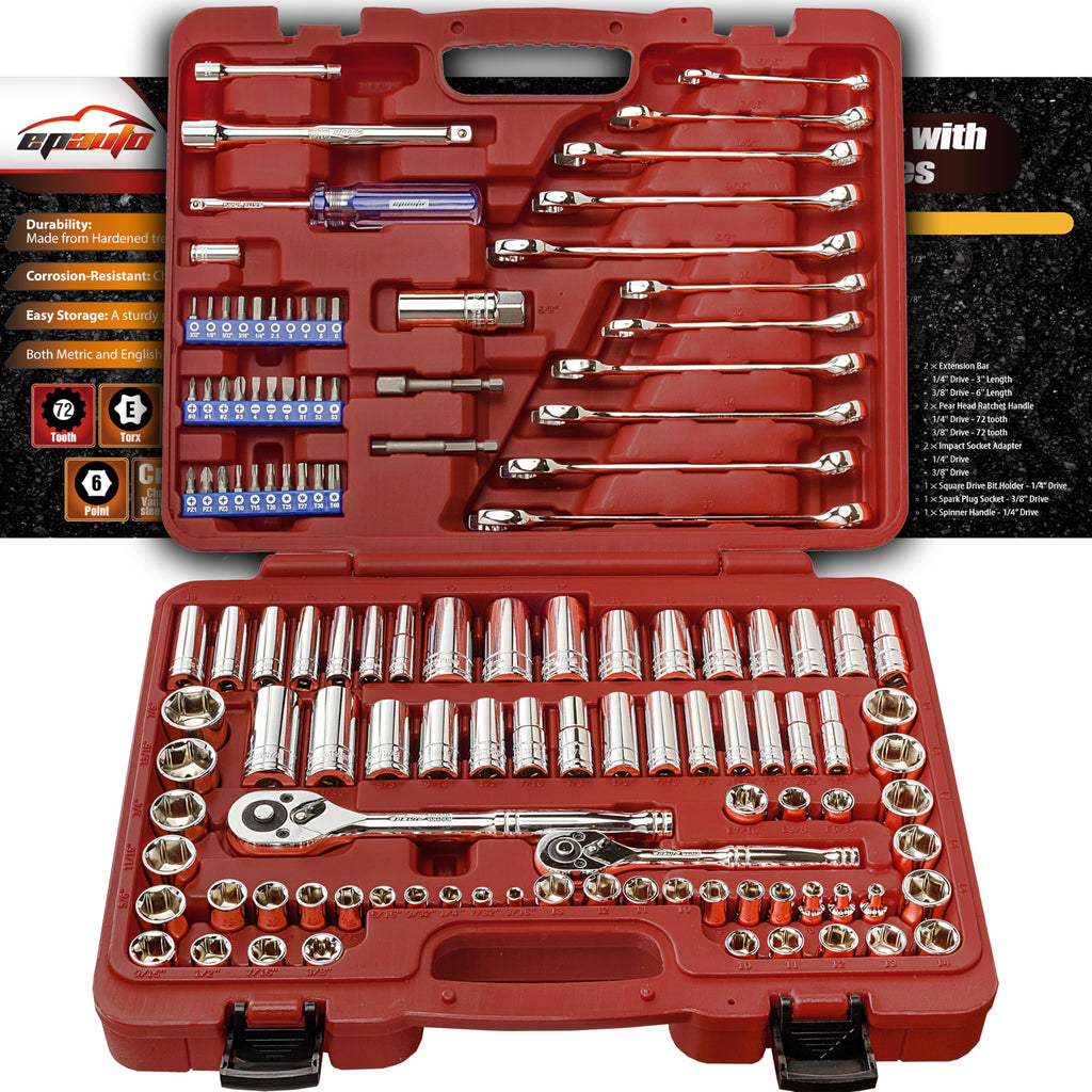 122 Pcs Mechanics Tool Set SAE/Metric T47571