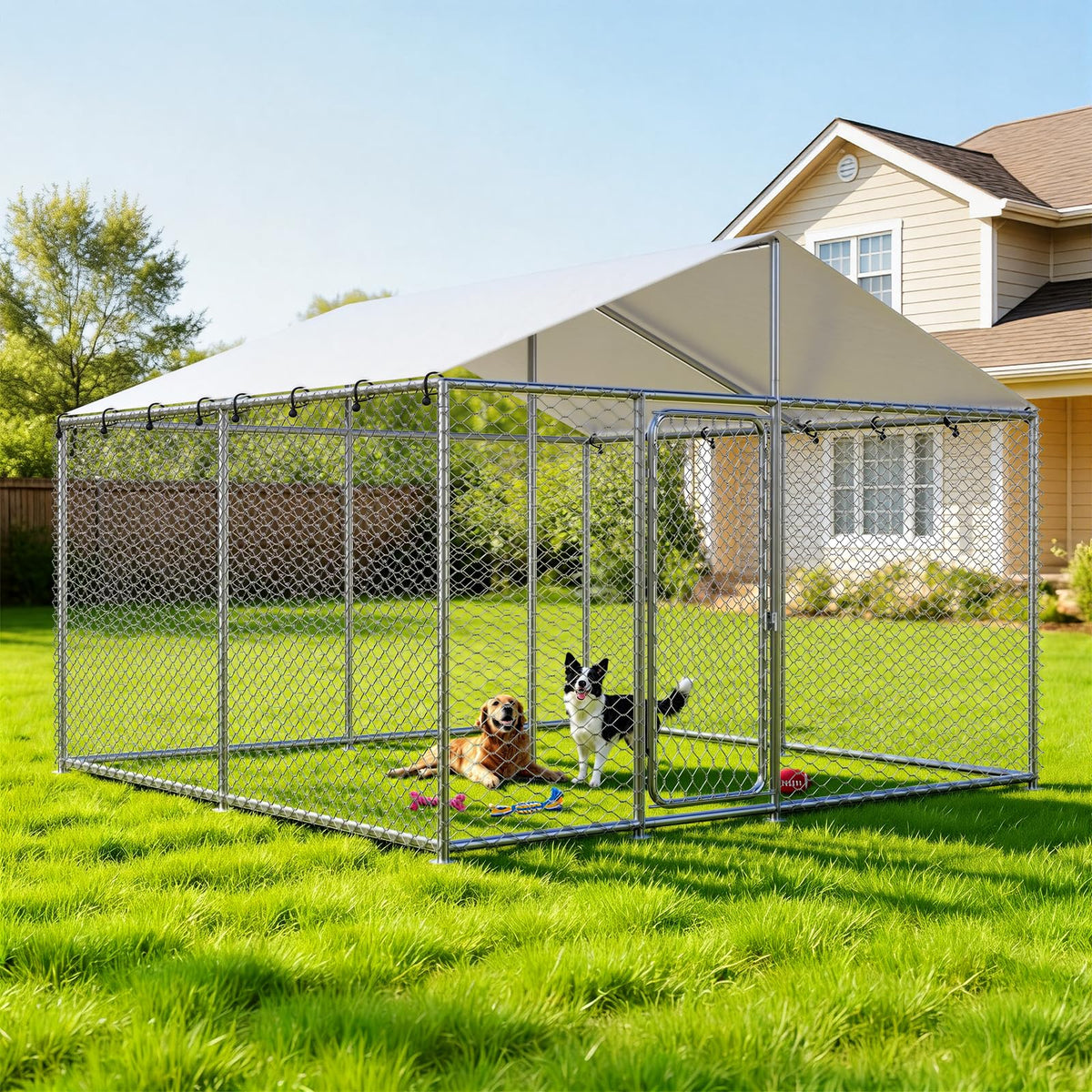 10x10 FT Outdoor Dog Kennel with Roof B8759