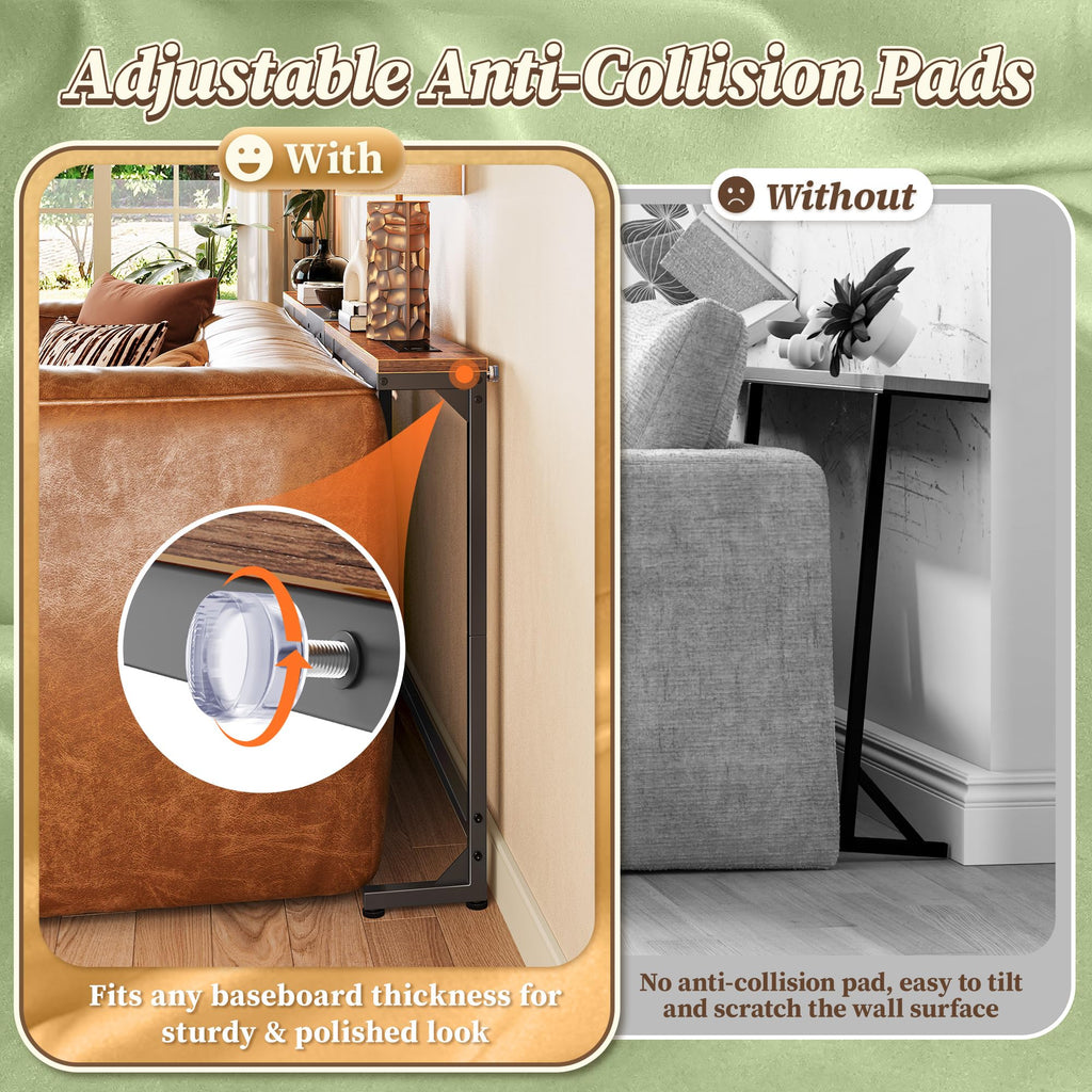 Extendable Behind Couch Table with Outlets D264