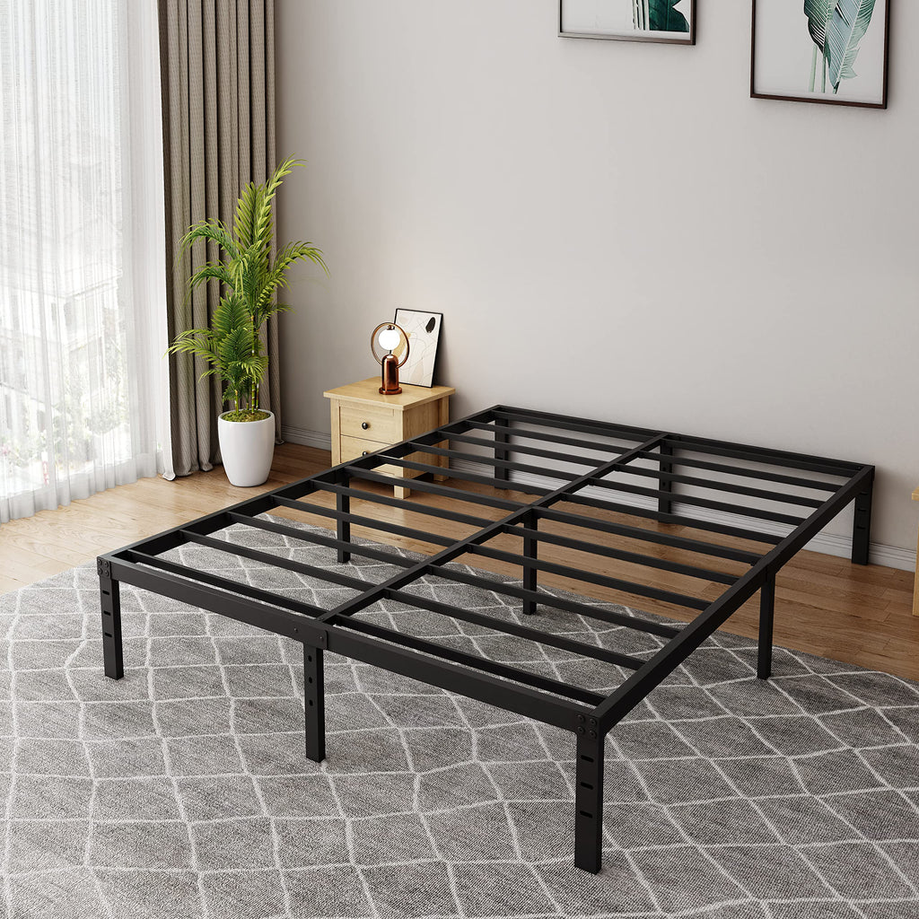18 Inch Queen Metal Platform Bed Frame Heavy Duty Black X989